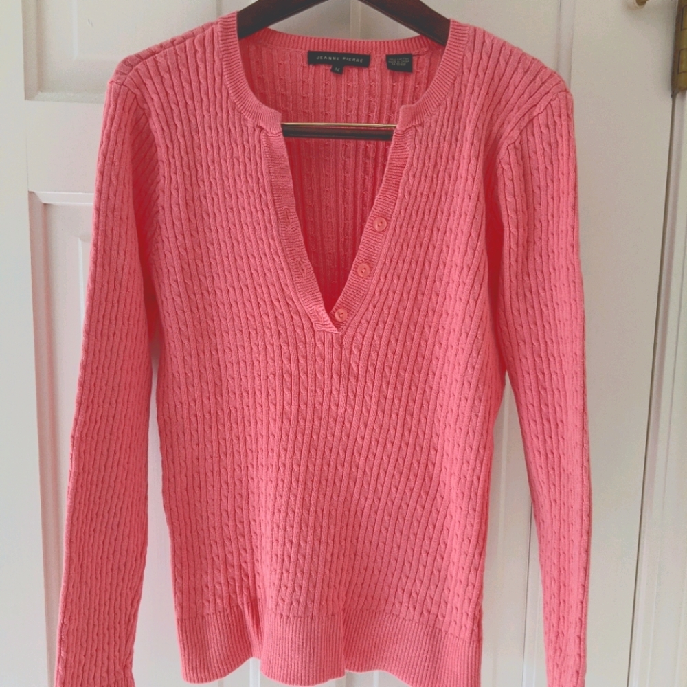 Jeanne Pierre cruise wear, cable knit sweater
